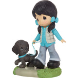 Precious Moments - Girl Walking Black Lab Dog Figurine 226401