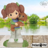 "Sale" Precious Moments - Girl Holding Brown Dachshund Dog Figurine 226403