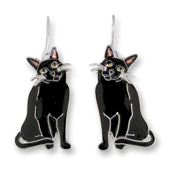 Zarlite by Zarah Co - Black Cat Dangle Drop Earrings 2918Z1