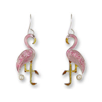 Zarlite by Zarah Co - Pink Flamingo with Fresh Water Pearls Dangle Drop Earrings