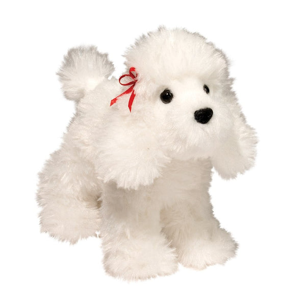 Douglas Cuddle Toys - White Poodle Gina with Red Bow Dog Plush 3983