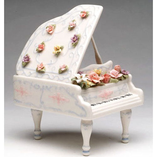 Fine Porcelain Music Box - Grand Piano Musical Figurine 49016