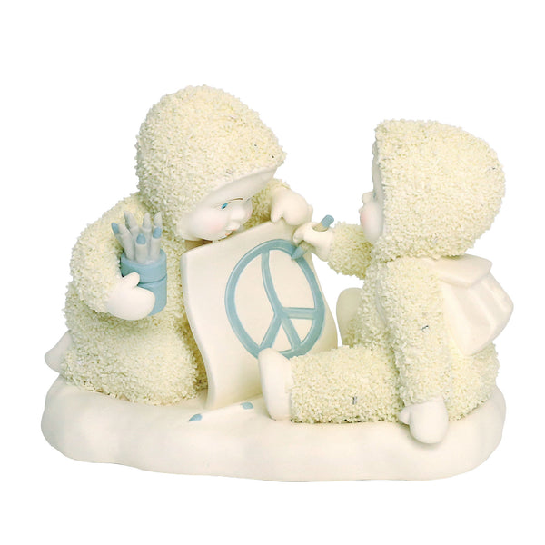 "Sale" Snowbabies - Peace Talks Crayon Drawing Porcelain Figurine 6000859