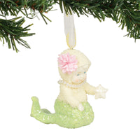 "Sale" Snowbabies - Mermaid Pearl Necklace Pink Flower Star Porcelain Ornament 6003532