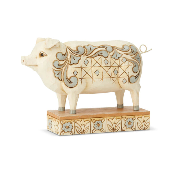 Jim Shore Heartwood Creek - White Farmhouse Pig Figurine 6003634