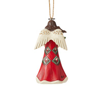 "Sale" Jim Shore Heartwood Creek - Red & Green Angel Christmas Ornament 6006681