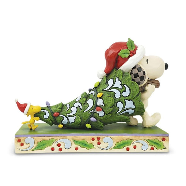 Jim Shore Peanuts - Snoopy & Woodstock Carrying Christmas Tree Figurine 6007244