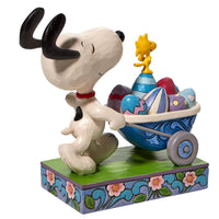 "Sale" Jim Shore x Peanuts - Easter Wheelbarrow Snoopy Woodstock Eggs Figurine 6010111