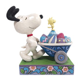 "Sale" Jim Shore x Peanuts - Easter Wheelbarrow Snoopy Woodstock Eggs Figurine 6010111