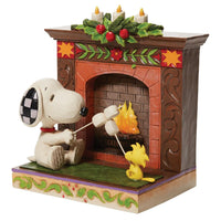 Jim Shore Peanuts - Snoopy Woodstock Fireplace Roast Marshmallow Figurine 6010325