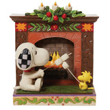 Jim Shore Peanuts - Snoopy Woodstock Fireplace Roast Marshmallow Figurine 6010325