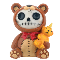 Furrybones - Honeybear Skull Grizzly Bear with Honey Bottle Figurine Y7842