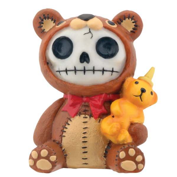Furrybones - Honeybear Skull Grizzly Bear with Honey Bottle Figurine Y7842