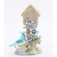 "Clearance Sale" Fine Porcelain Figurine - Blue Jay on Watercan Bird House 96288