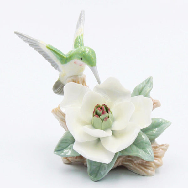 "Clearance Sale" Fine Porcelain Figurine - Hummingbird with Magnolia White Flower 96402