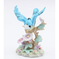 "Clearance Sale" Fine Porcelain Figurine - Blue Jay with Morning Glory Bird Flowers 96466