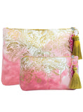 Papaya - Blush Watercolor Pink Small Tassel Pouch Clutch Purse Boho Bag APS0064