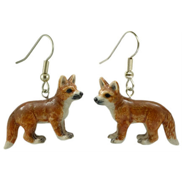 "Sale" Little Critterz x Northern Rose - Red Fox Standing Porcelain Earrings
