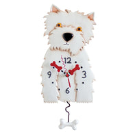 Allen Designs - Westin Westie West White Highland Terrier Dog Bone Swing Pendulum Wall Clock P1328