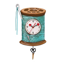 Allen Designs - Needle & Thread Scissors Crafts Swing Pendulum Wall Clock P1810