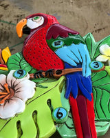 Allen Designs - Polly Parrot Bird Rainforest Flowers Cocktail Swing Pendulum Wall Clock P1866