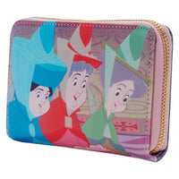 "Sale" Loungefly Disney - Sleeping Beauty Aurora Maleficent Godmother Fairies Ziparound Wallet WDWA2110