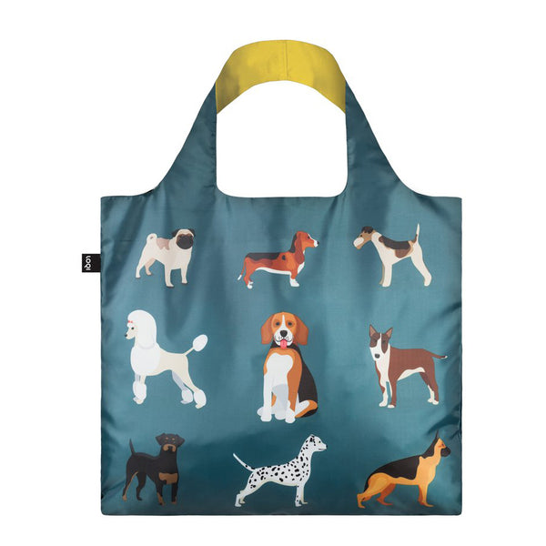 LOQI Tote Bag - Dog's Woof Reusable Folding Shopping Handbag