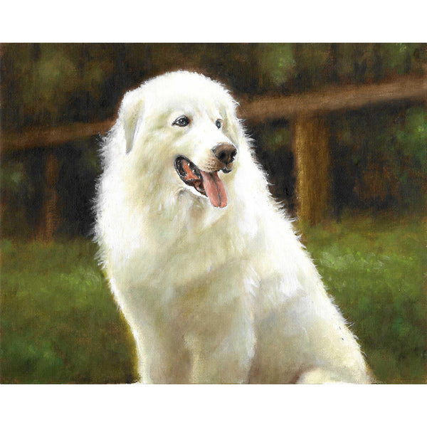 Original Dog Portrait Oil Painting - Great Pyrenees