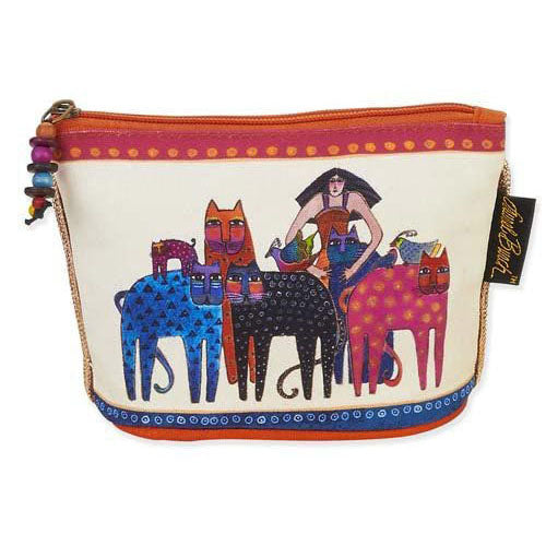 Laurel Burch - Cats Friend Cosmetic Bag with Beads Charm