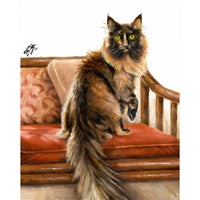 Original Cat Portrait Oil Painting - Maine Coon Tortoiseshell
