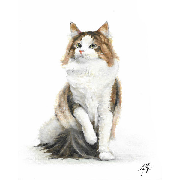 Original Cat Portrait Oil Painting - Mackerel Tabby