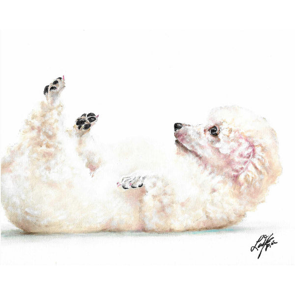 Original Dog Portrait Oil Painting - White Poodle Puppy