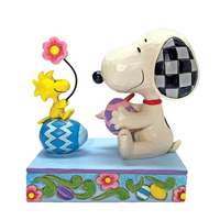 "Sale" Jim Shore x Peanuts - Colorful Creations Snoopy Woodstock Painting Easter Eggs Figurine 6011947